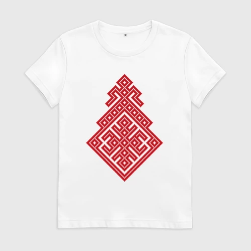 Женская футболка хлопок с принтом Славянский Оберег Макошь, вид спереди #2