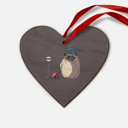 Деревянная игрушка Сердце Мопсы на остановке в стиле Тоторо