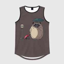 Мужская спортивная майка 3D Мопсы на остановке в стиле Тоторо