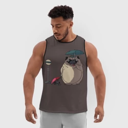 Мужская спортивная майка 3D Мопсы на остановке в стиле Тоторо - фото 2