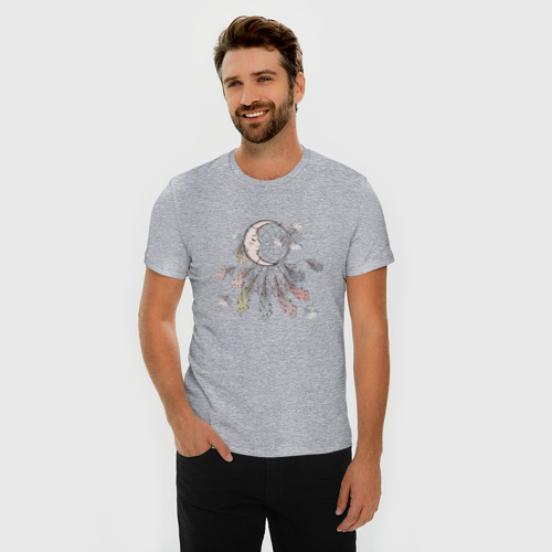 Мужская футболка хлопок Slim Лунный ловец, цвет меланж - фото 3