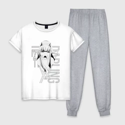 Женская пижама с белой футболкой хлопок Zero Two Заигрывает