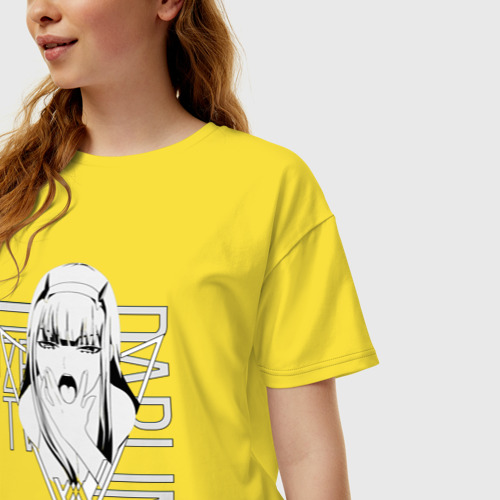 Женская футболка хлопок Oversize Zero Two Заигрывает, цвет желтый - фото 3