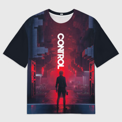 Женская футболка oversize 3D Control лого над Героиней