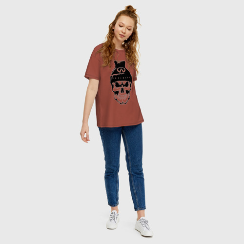 Женская футболка хлопок Oversize Infinity Инфинити, цвет кирпичный - фото 5