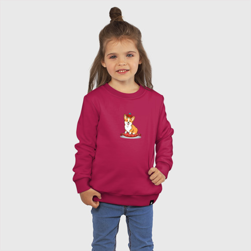 Детский свитшот хлопок Королевский Корги, цвет маджента - фото 3