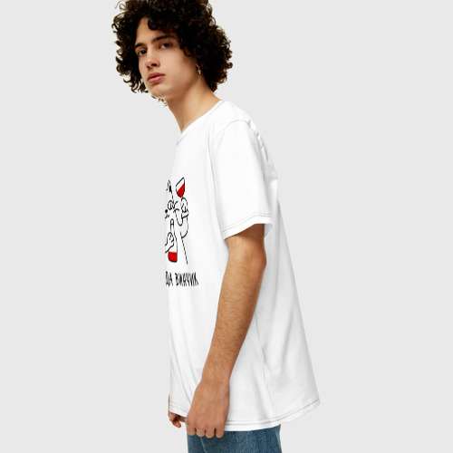 Мужская футболка хлопок Oversize с принтом Кот да винчик, вид сбоку #3