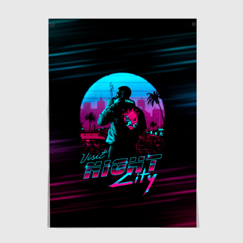 Постер Cyberpunk 2077 night city