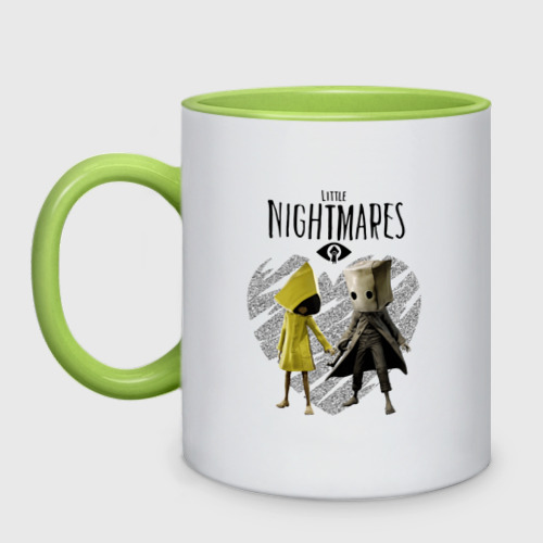 Кружка двухцветная Little Nightmares II, цвет белый + светло-зеленый