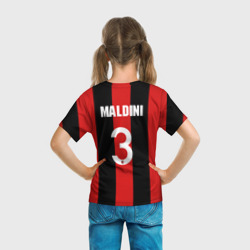 Футболка с принтом Мальдини для ребенка, вид на модели сзади №3. Цвет основы: белый