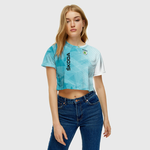 Женская футболка Crop-top 3D Skoda, цвет 3D печать - фото 4