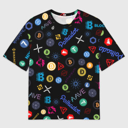 Мужская футболка oversize 3D Логотипы криптовалют cryptocurrencies