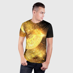 Мужская футболка 3D Slim Биткоин золото bitcoin gold - фото 2