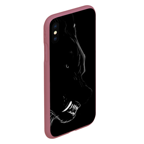 Чехол для iPhone XS Max матовый Wolf, цвет малиновый - фото 3