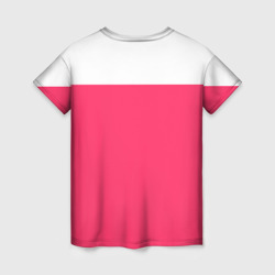 Футболка с принтом Призрак в доспехах на розовом для женщины, вид сзади №1. Цвет основы: белый