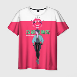 Мужская футболка 3D Призрак в доспехах на розовом