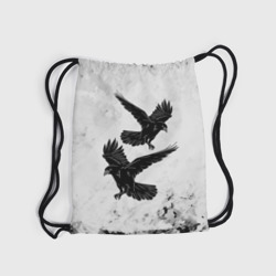 Рюкзак с принтом Gothic crows для любого человека, вид спереди №5. Цвет основы: белый
