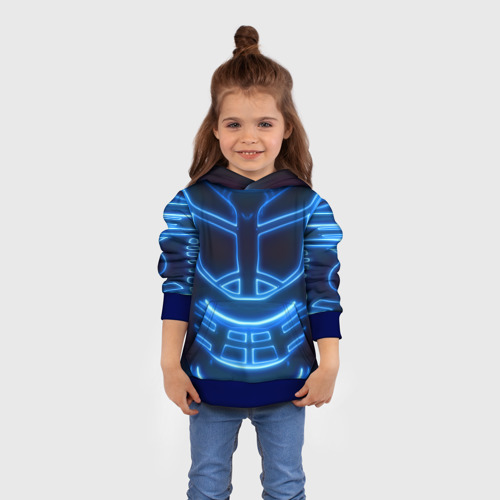 Детская толстовка 3D Неоновая броня - neon armor costume, цвет синий - фото 4