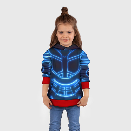 Детская толстовка 3D Неоновая броня - neon armor costume, цвет красный - фото 4