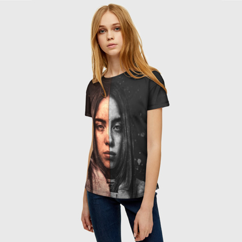 Женская футболка 3D Билли Айлиш Billie Eilish, цвет 3D печать - фото 3