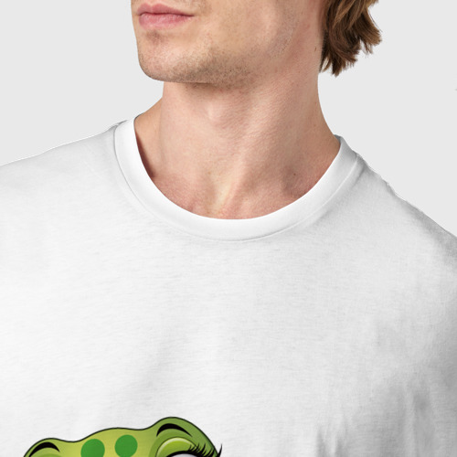 Мужская футболка хлопок Лягушка на кувшинке, цвет белый - фото 6