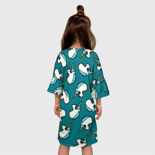 Детское платье 3D с принтом Крутые Единороги, вид сзади #2