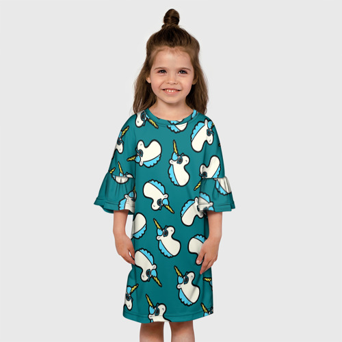 Детское платье 3D с принтом Крутые Единороги, вид сбоку #3