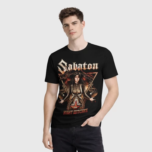 Мужская футболка 3D с принтом Sabaton, фото на моделе #1