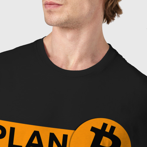 Мужская футболка хлопок Bitcoin plan b, цвет черный - фото 6