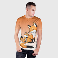 Мужская футболка 3D Slim Лис и лисенок - фото 2