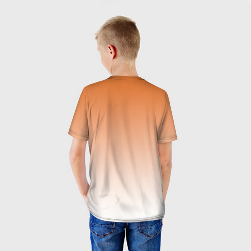 Детская футболка 3D с принтом Лис и лисенок, вид сзади #2