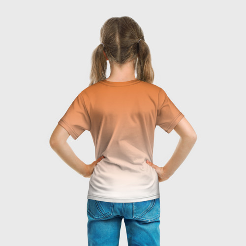 Детская футболка 3D с принтом Лис и лисенок, вид сзади #2