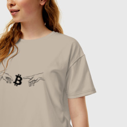 Женская футболка хлопок Oversize Bitcoin криптовалюта - фото 2