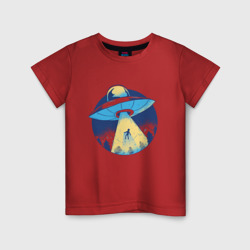 Детская футболка хлопок Похищение пришельцами в лесу