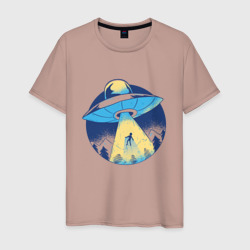 Мужская футболка хлопок Похищение пришельцами в лесу