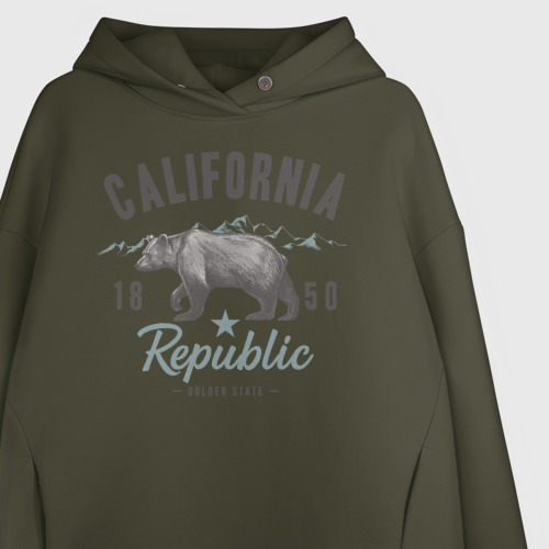 Женское худи Oversize хлопок California   Usa, цвет хаки - фото 3