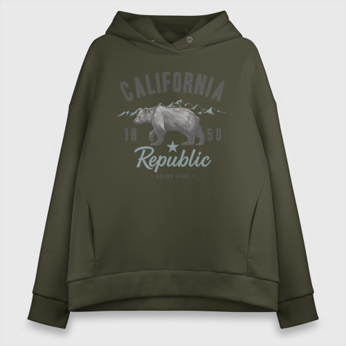 Женское худи Oversize хлопок California   Usa, цвет хаки