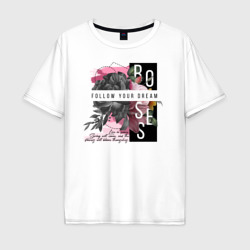 Roses – Мужская футболка хлопок Oversize с принтом купить со скидкой в -16%