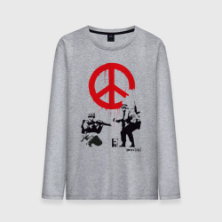 Мужской лонгслив хлопок Make peace no war Banksy