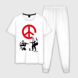 Мужская пижама хлопок Make peace no war Banksy