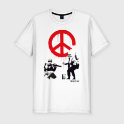 Мужская футболка хлопок Slim Make peace no war Banksy