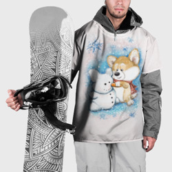 Накидка на куртку 3D Корги и снеговик
