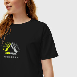 Женская футболка хлопок Oversize Daft Punk 1993-2021 - фото 2