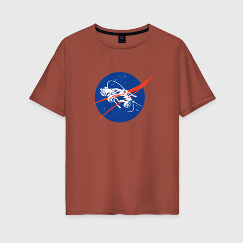 Женская футболка хлопок Oversize Rocket League - NASA, цвет кирпичный