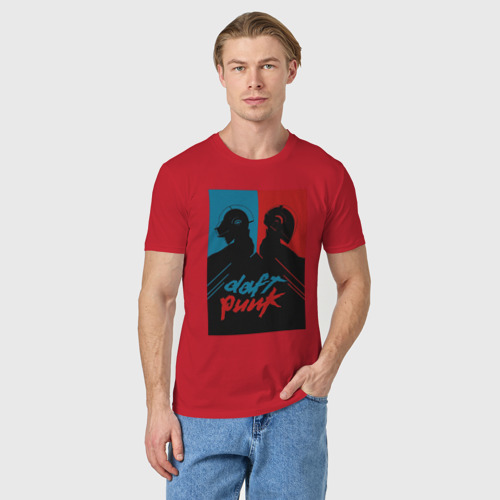 Мужская футболка хлопок Daft Punk, цвет красный - фото 3