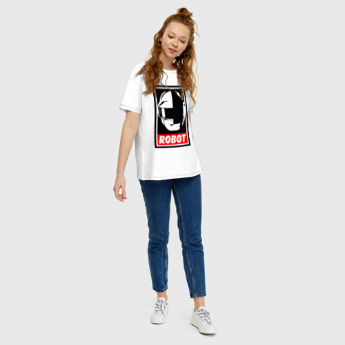 Женская футболка хлопок Oversize Daft Punk, цвет белый - фото 5
