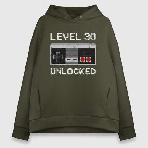 Женское худи Oversize хлопок Level 30 Unlocked , цвет хаки