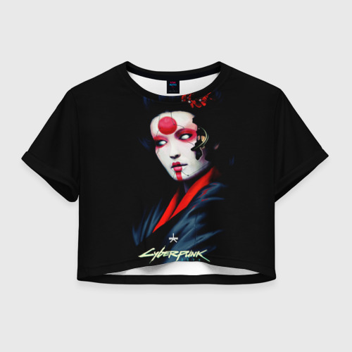 Женская футболка Crop-top 3D Cyberpunk 2077 самурай, цвет 3D печать