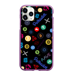 Чехол для iPhone 11 Pro Max матовый Bitcoin pattern биткоинz