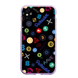 Чехол для iPhone XS Max матовый Bitcoin pattern биткоинz